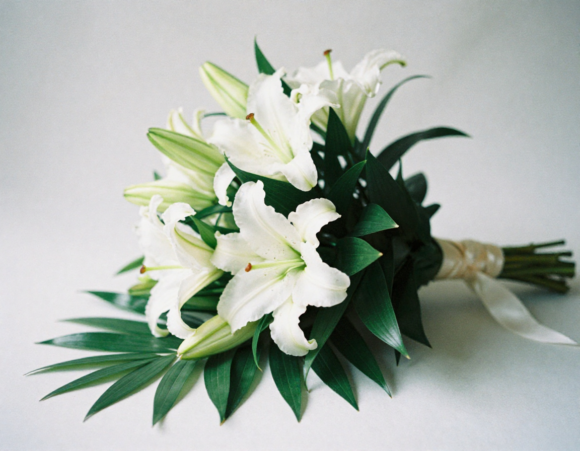 Fresh elegant lily arrangement process